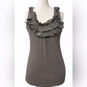 GAP Pretty Gray Ruffled Tank Top Medium M